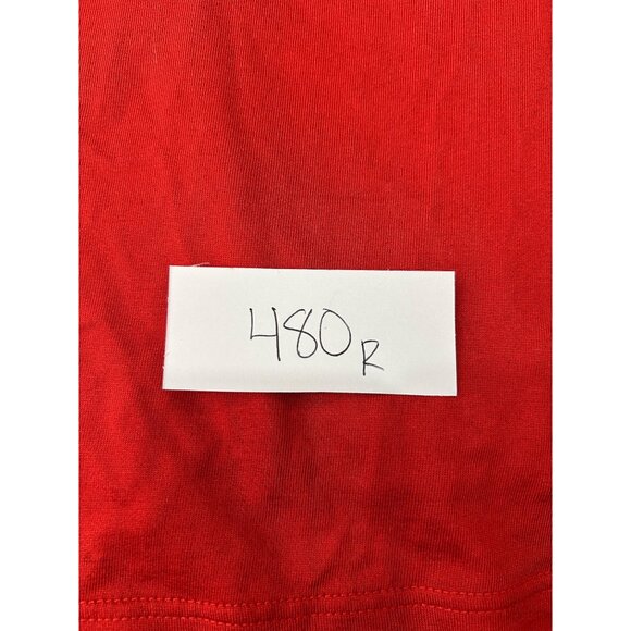 Lynne Ritchie Womens Red Silk Cotton Blend V-Neck Sheer Sleeve Top Sz XL - Picture 6 of 7